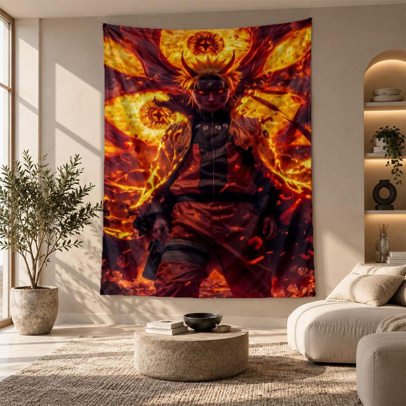 Arazzo Decorativo, Arte da Parete Stampato Naruto Uzumaki, Leggero da Appendere a Parete per Sfondo della Camera da Letto