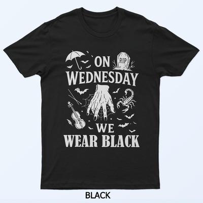 Funny Horror Hand On Wednesdays We Wear Black Halloween T-Shirt