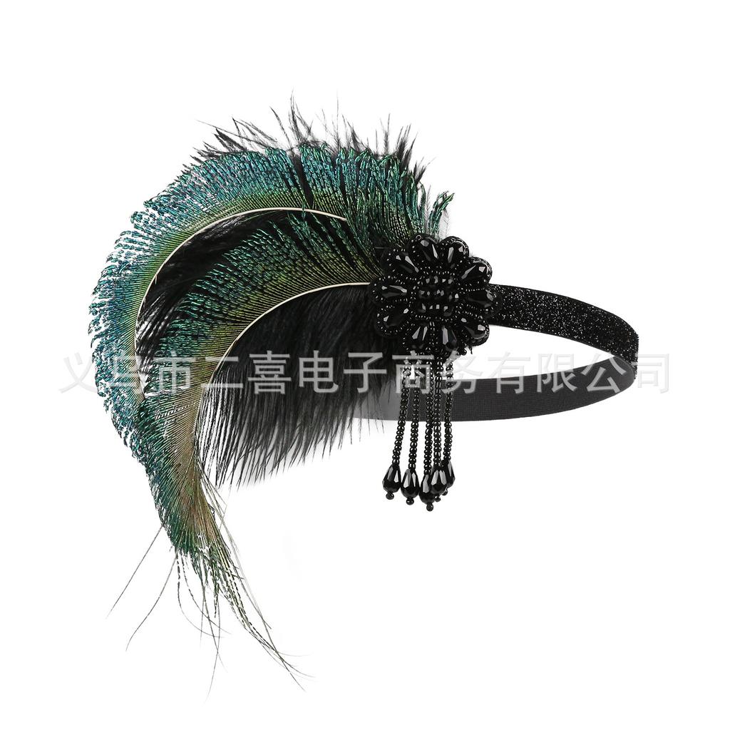 Hot-selling European and American Retro Feathers Hair Accessories Ball Show S Headband Indian Headband Peacock Feathers