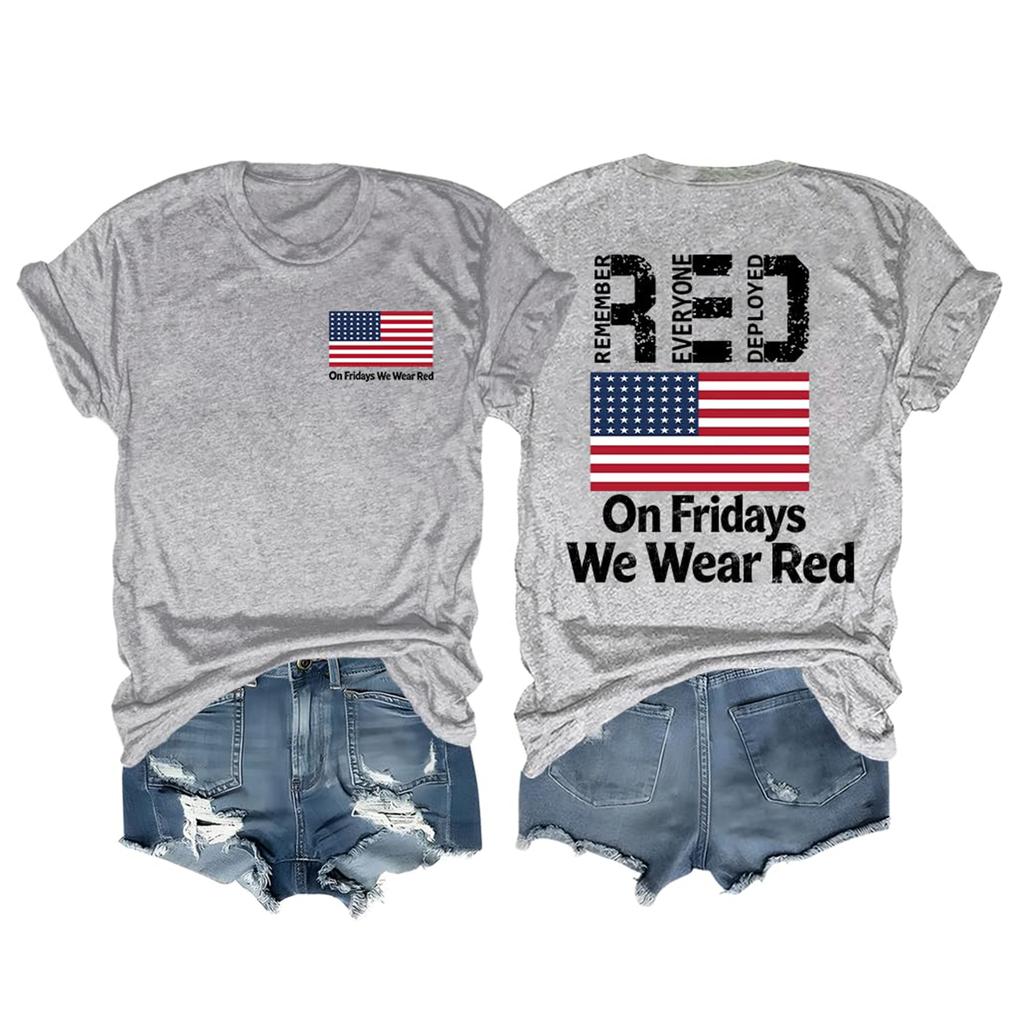 Damen Modisches Lässiges Kurzarm-T-Shirt mit Aufdruck Rundhals-Top
