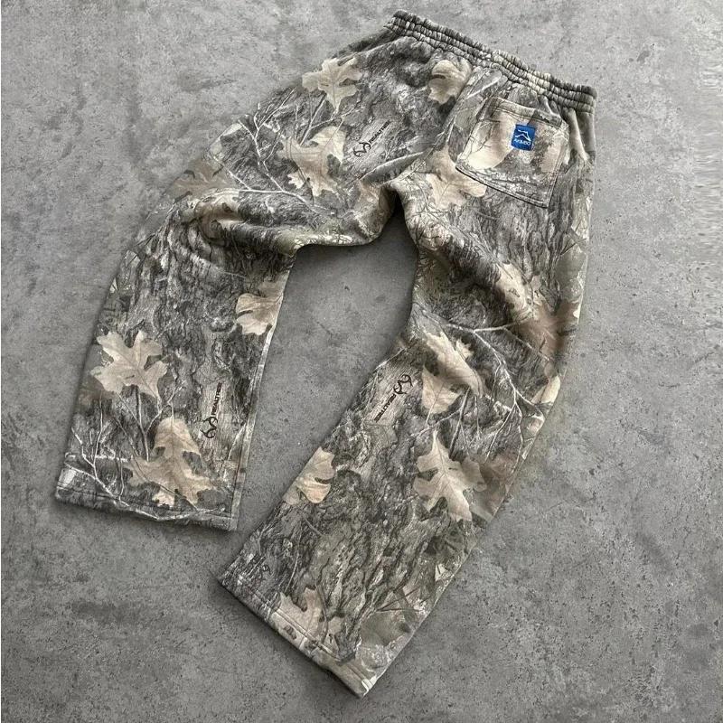 ZYLLO Y2K Pants Women Clothing Camouflage Pattern Printed High Street Hip Hop Baggy Sweat Pants Unisex Casual Camo Trousers Streetwear