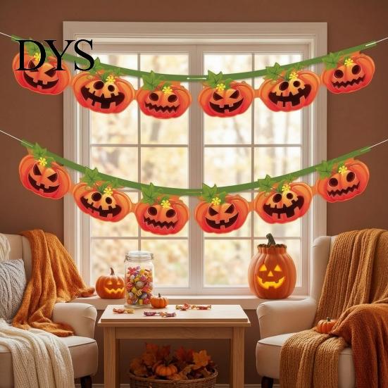 Store Event Decorations Halloween Pumpkin Banner ,Spooky Hanging Garland, Happy Festive Flag Party Decoration for Porch Fence, Photo Setting Backdrop