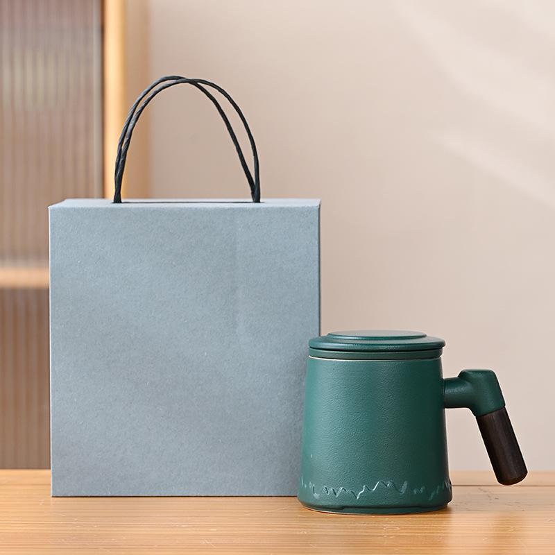 Taza de Té con Separación Cerámica Taza de Oficina Taza Simple Taza de Té Regalo de Negocios Taza de Agua