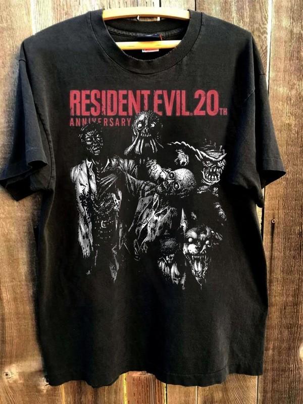 Vtg 90s Resident Evil Shirt 20th Anniversary Black T shirt Unisex NH27939 XXXL