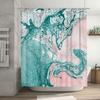 Marble Shower Curtain Pink Green White Bath Decor Set Modern Design for Bathroom 72 X 84 Inch Waterproof Fabric