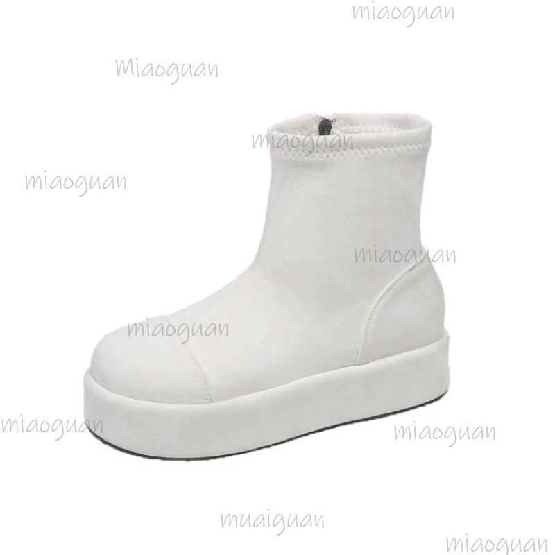Fashion Platform Thick Bottom Women Ankle Boots Autumn Winter Women's Shoes Female Round Toe Height Increase Short Booties Botas Mujer