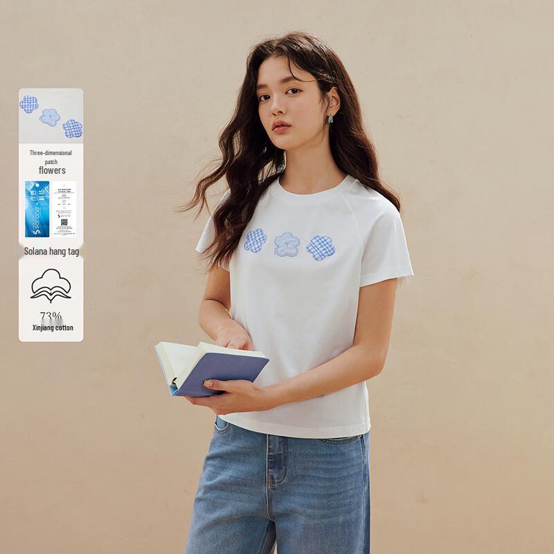 INMAN Women s Cooling Sorona Floral Patch White T-Shirt S