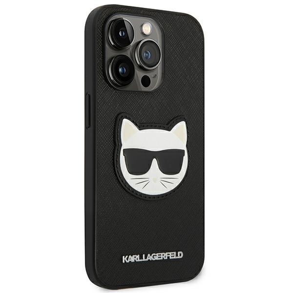 Karl Lagerfeld KLHCP14LSAPCHK iPhone 14 Pro 6.1" Hardcase Black/black Saffiano Choupette Head Patch