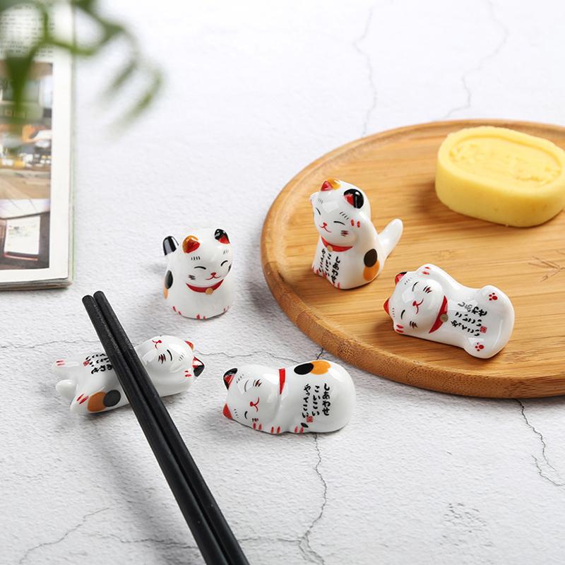 5/6 Τεμ. Ιαπωνική Κεραμική Γάτα της Τύχης Θήκη Στήριξης για Ξυλάκια Φαγητού Μαξιλαράκι για Ξυλάκια Φαγητού Θήκη Στήριξης Ξυλάκια Φαγητού Εστιατορίου Θήκη για Στυλό Διακόσμηση Τραπεζιού
