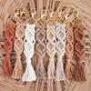 Boho Makramee Quaste Handgewebt Rautenmuster Taschenanhänger Neutrales Baumwollseil Geschenk für Frauen Taschenanhänger