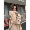 Unisex American-Style Hooded Fleece-Lined Winter Cotton Jacket with Faux Fur Trim
