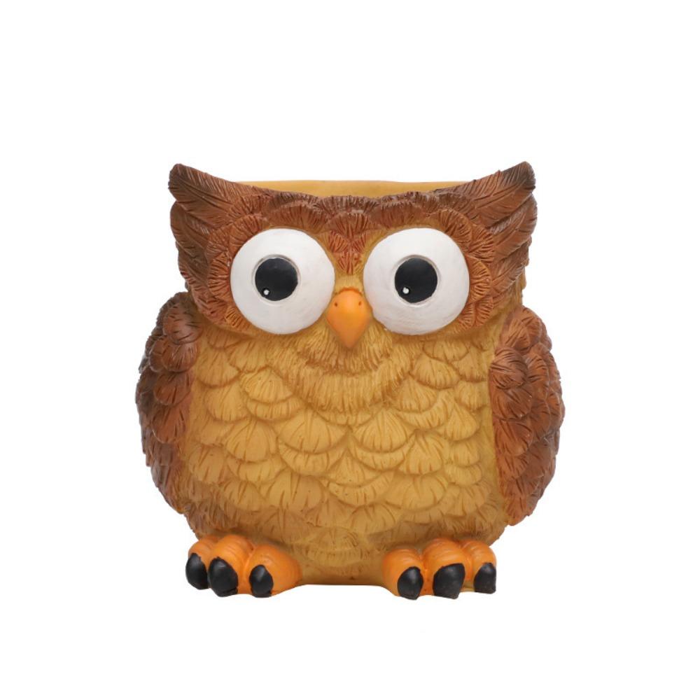 Cute Owl Planter Cartoon Animal Vase Creative Pen Container  Dried Flower