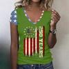 Women’s V Neck Lightweight Short Sleeve Top with Distressed Flag and 250 Years Print for Spring Summer Casual Wear