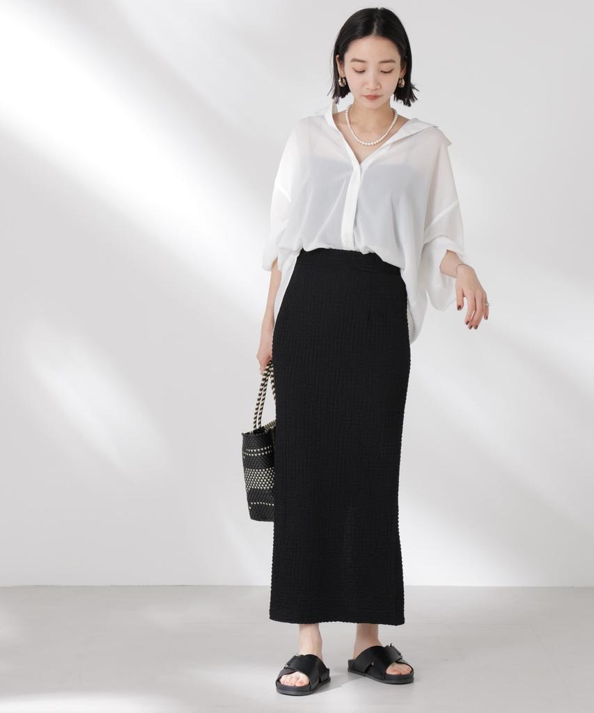 Nano Universe Sheer Oversized Size F Women's Shirt, 030, White, 673-5120318