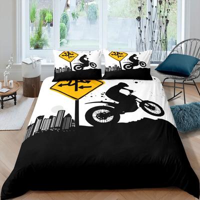 Dirt Bike Motorrad Bettbezug Motocross Racer Bettwäsche Set Jungen Motorrad Extremsport Bettbezug Polyester Bettbezug