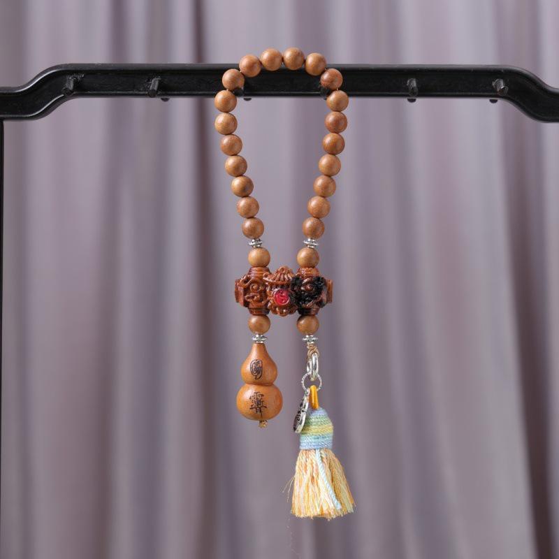 Golden Sandalwood Cute Star Gourd Car Pendant for Peace