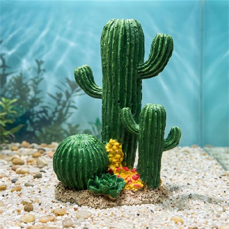 Simulation Cactus Statue Figure Fishtanks Decoration For Terrarium Reptiles Cage Shelter Climbing Toy Landscape Accessory