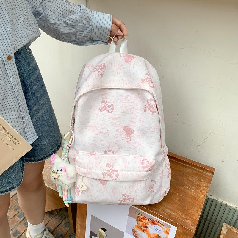 Schoolbag Korean ins Printed Bear Backpack Niche Design Leisure Travel Backpack Large Capacity Junior High School Student School Bag Female