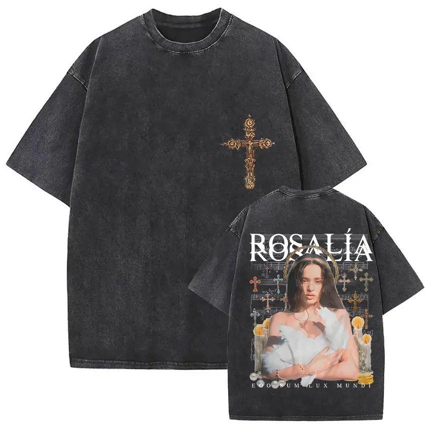 Harajuku Vintage Kleidung Vintage Gewaschen Rosalia Lux Tour 2025 T-Shirt Harajuku Ästhetik Übergroße T-Shirts Unisex Tägliche Kleidung Cooles Oberteil
