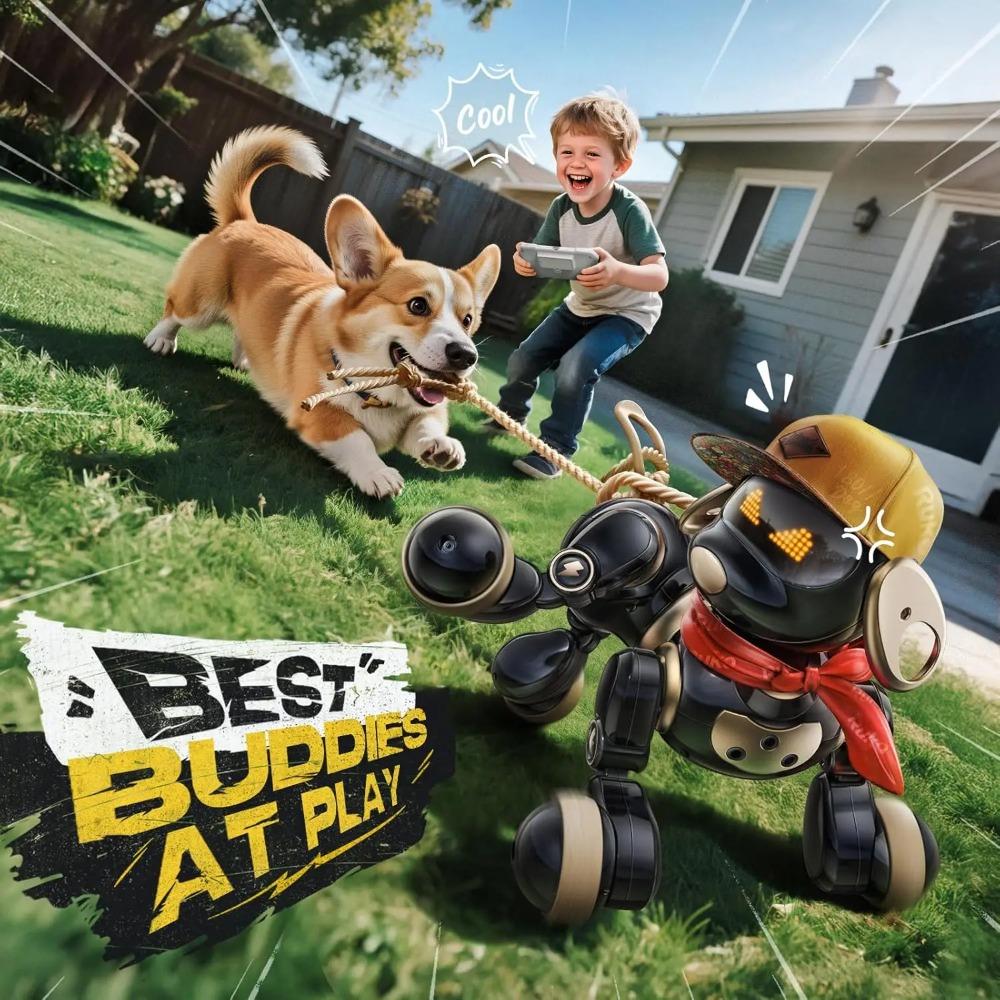 Smart AI Robot Dog Toy Intelligent Interactive Puppy More Than 30 Kinds of LED Expressions Remote Gesture Control Electronic Pet