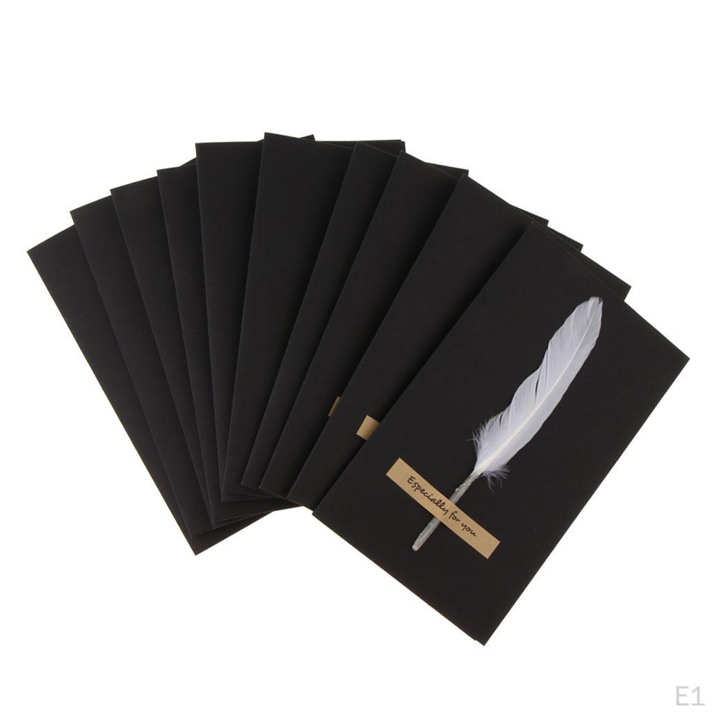 10 Pack Handmade Feather Elegant Greeting Card Thank You Cards Supplies