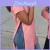 Women's Premium Quality Long T-shirt Round Neck Short Sleeve Split Tops Casual Dress
