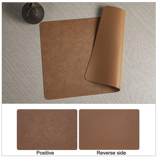 Double-Sided Placemat Waterproof Oil-Proof Heat Resistant Coaster for Dining Table Faux Leather Non-Slip Pad for Restaurant
