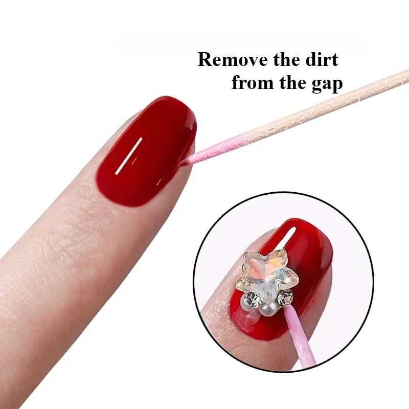 Nails Wood Cotton Swab Clean Sticks Bud Tip Wooden Cotton Head Manicure Detail Corrector Nail Polish Remover Art Tool