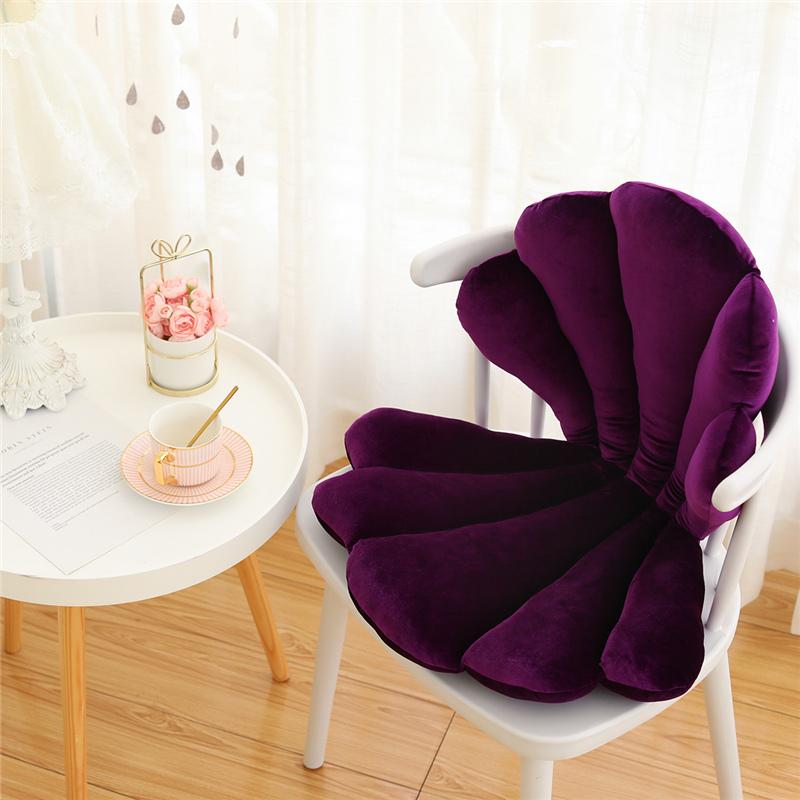 Luxury Velvet Shell Stuffed Chair Seat Cushion Art Style Shell Back Cushion Blue Rose Princess Sea Shell Home Pillow Decor