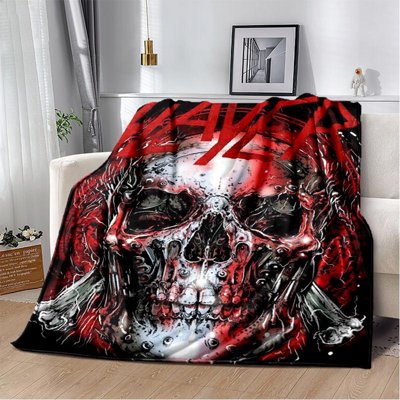 3D Retro Band Slayer Heavy Metal Rcck Sign Blanket,Soft Throw Blanket for Home Bedroom Bed Sofa Travel Cover Kid Gift