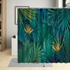 Tropical Plant Green leave Shower Curtain Banana Leaf Monstera Flower Scenery Bathroom Bath Curtains Decor Fabric With Hooks Set