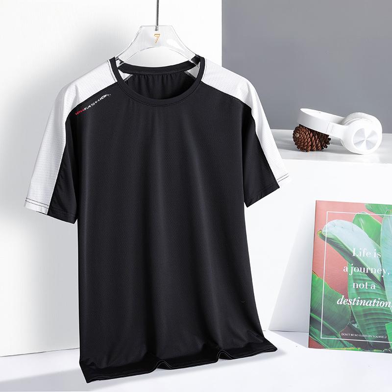 Sommer Outdoor Ice Silk Kurzarm Herren Schnelltrocknendes Loses Plus Size Lauf-T-Shirt mit Rundhalsausschnitt