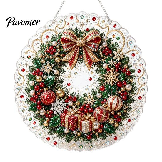 Saisonale Partygeschenke Weihnachten Acryl Baum Hängender Schmuck, Kunstperlen-Kunst DIY Malerei Feiertagszubehör Sonnenschutz, 20cm Leuchtendes Fensterdekor für
