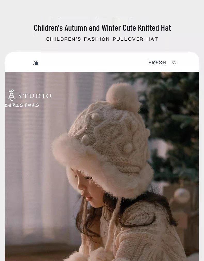 Girls' Warm Plush Ear Protection Hat for Autumn/Winter - Cute & Versatile