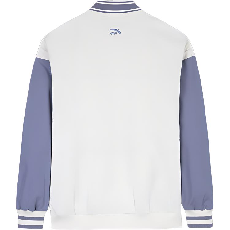 Anta Lifestyle Series American Vintage Color Block Letter Baseball Jacket Women Jackets Stone-White 162438606-3
