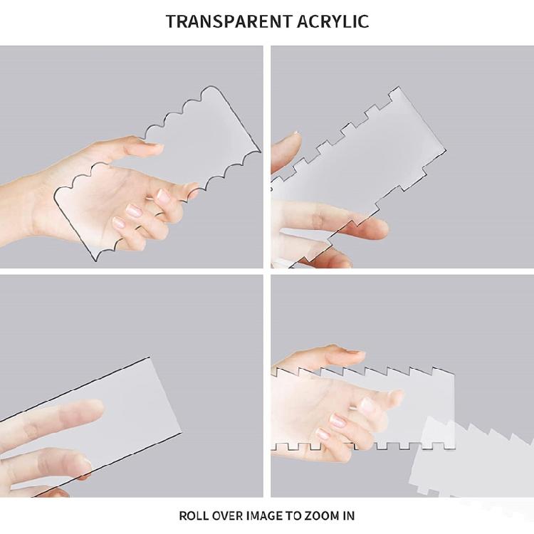 7 Pieces Acrylic Cake Smoother Scraper for Buttercream Frosting Smoother Scraper