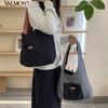 Korean Style Double Sided Plaid Denim Vest Bag Cloth Bohemian Messenger Bag  Women
