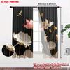 Set Of 2 Elegant Lotus Flower Curtains Pink White Blossoms Golden Seed Pods Black Background Bedroom Decor Curtain Polyester Perfect For