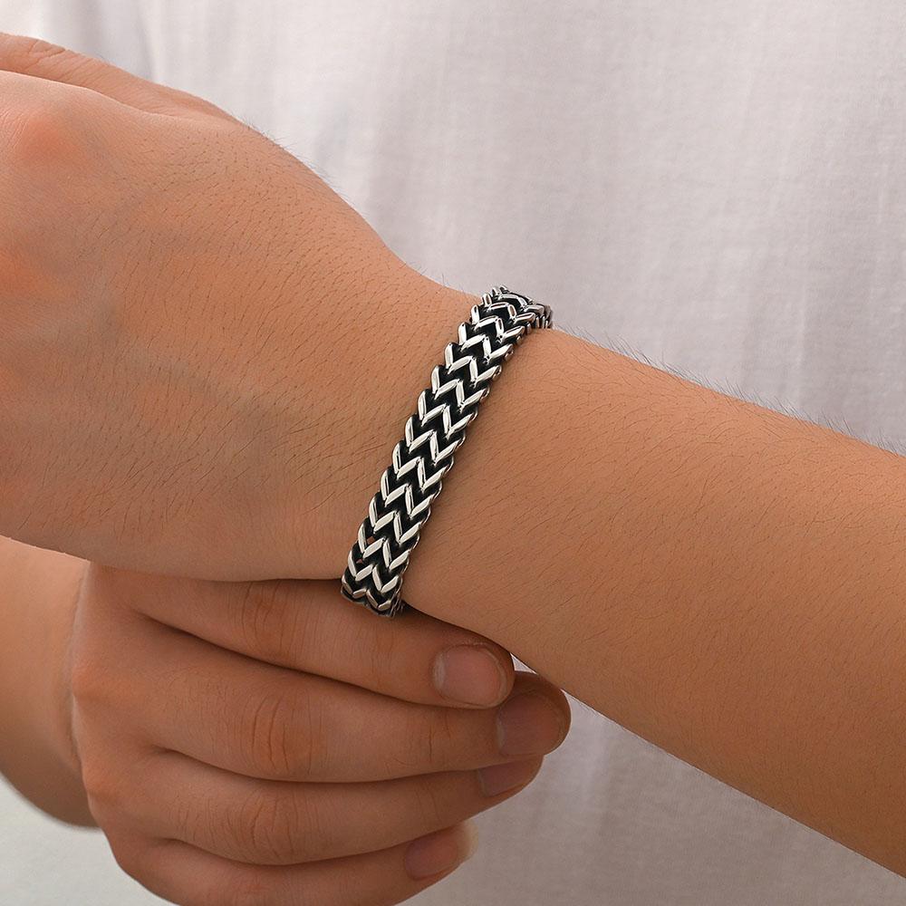6MM Fashion Jewelry Stainless Steel Hand Bracelet Double Layer Woven Dragon Bone Chain Chain Secure Lobster Clasp  for Men Jewelry