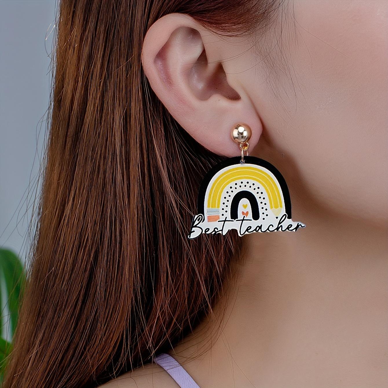 

A pair of Teachers Day printed acrylic earrings, literary Teachers Day dress up gifts, give friends to teachers