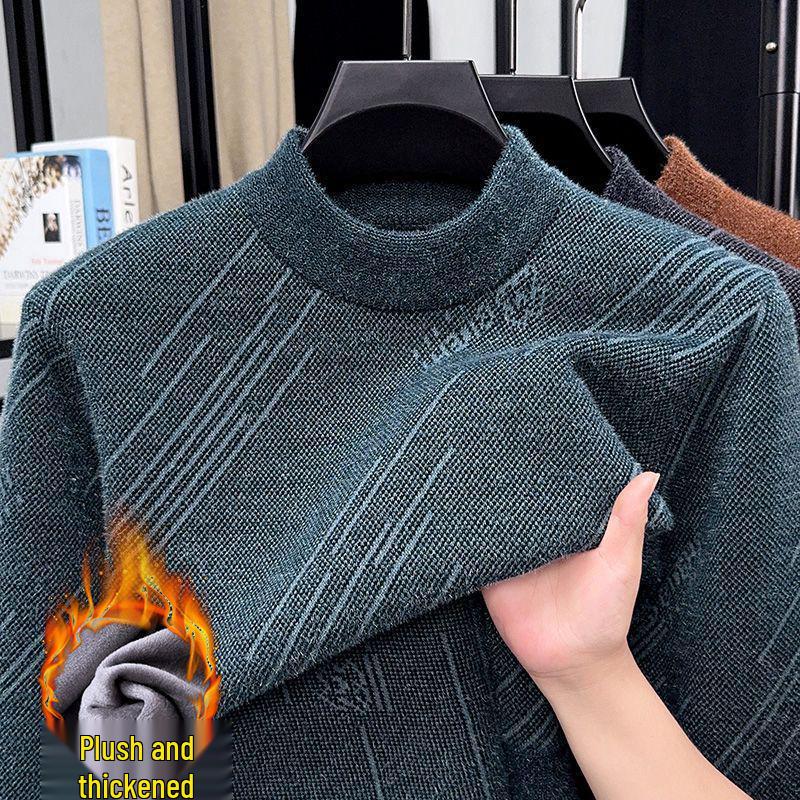 Dad's Warm Winter Knit: Mink Velvet Zipper Sweater, Plus Velvet for Middle-Aged & Elderly Men