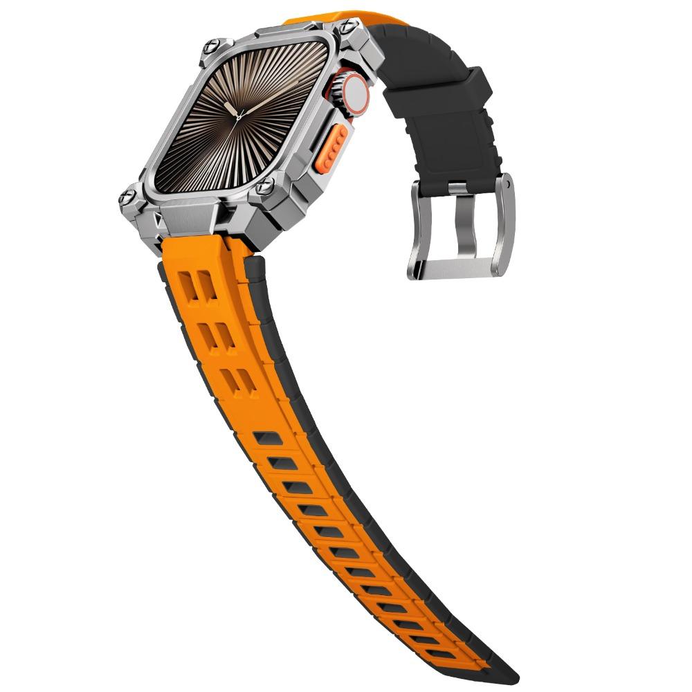 Rubber Straps+Metal Protect Case for Apple Watch Series 11 10 46mm Breathable Silicone Band for IWatch 11 46MM Modification Kit