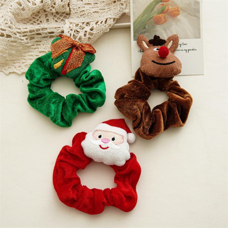 Multiple Winter Christmas Tight Corsets, Plush Cartoon Hair Ropes, Cute Santa Claus Hair Accessories, Braided Hair Loops
