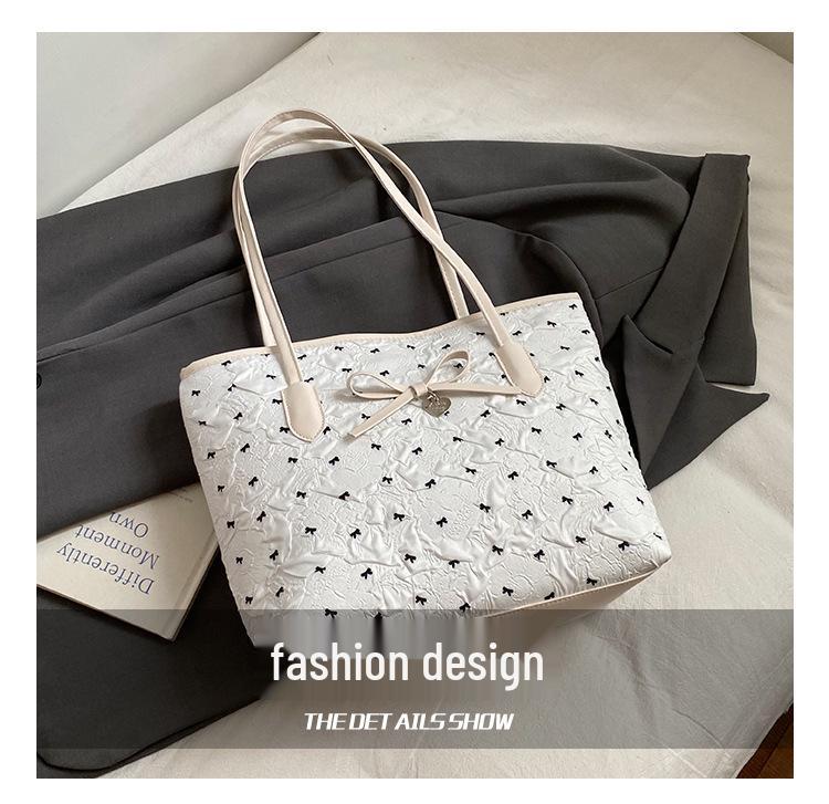 Women's Solid Color Bow Crossbody Bag - Large Capacity, Lightweight, Versatile Shoulder Bag for Commuting