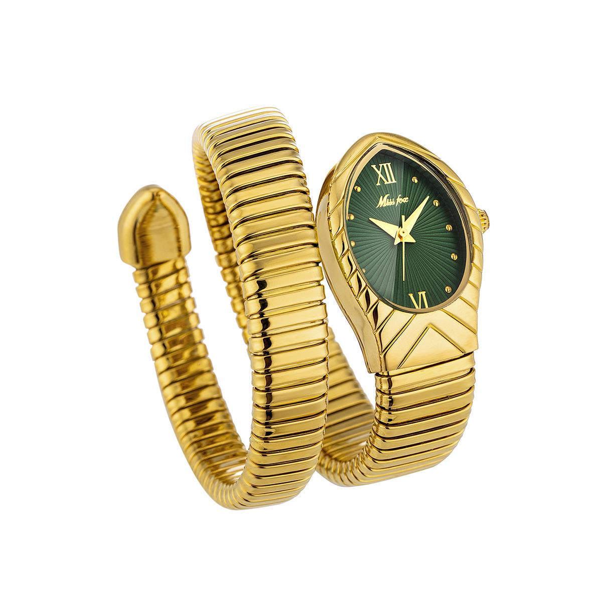 

Женские часы с бриллиантами Роскошные женские кварцевые часы Женские часы в стиле хип-хоп Женские водонепроницаемые часы с бриллиантами Модные часы со стальным ремешком Serpentine зелёный/золотой