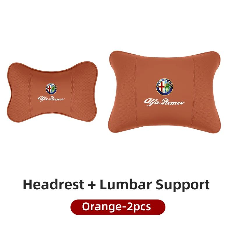 For Alfa Romeo Car Sticker Leather Car Seat Neck And Back Pillow Breathable Accessories For Alfa Romeo 159 Giulietta Giulia 147LG9