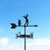 1pc Retro Black Metal Roof Golf Weathervane Wind Direction Indicator Outdoor Garden Lawn Patio Home Halloween Christmas New Year Gift
