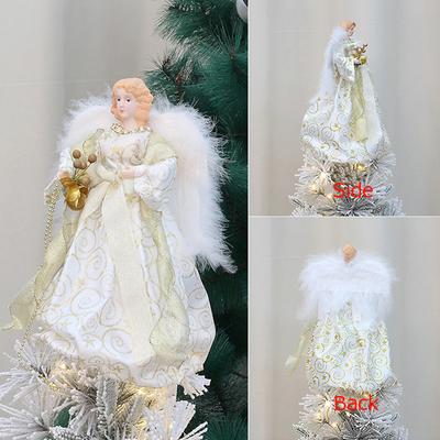 1 ADET Noel Ağacı Süslemeleri Yeni Peluş Kanatlar Noel Meleği Noel Ağacı Üstü Yıldız Süslemeleri Yeniden Kullanılabilir