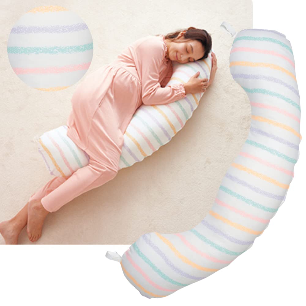 Tamahiyo SHOP [Functional Material (Breathable and Waterproof)] Body Pillow for Pregnancy, Washable, Pregnancy and Nursing Use (Crayon Border)