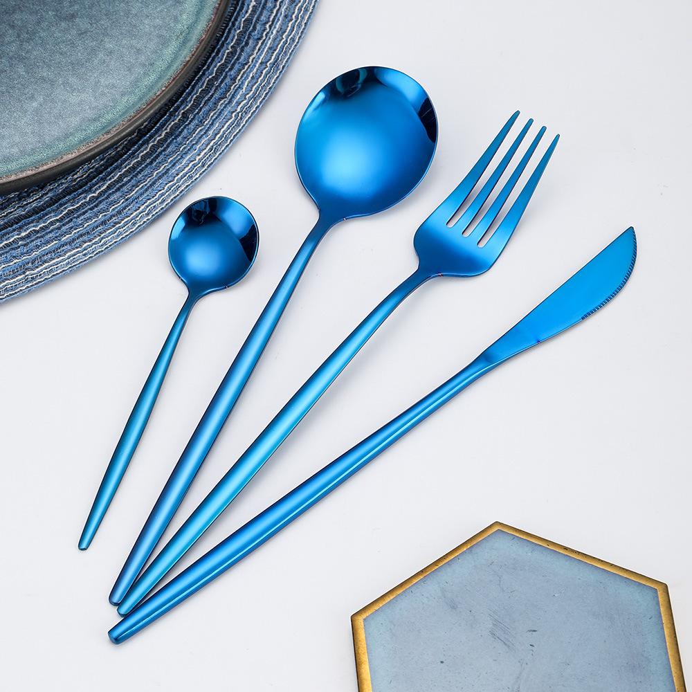 24Pcs Stainless Steel Dinnerware Set Kitchen Green Gold Cutlery Set Knife Fork Spoon Flatware Tableware Minimalist Silverware